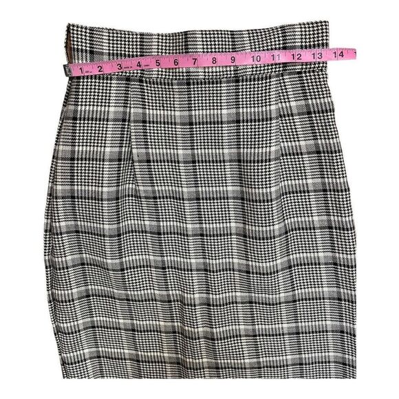 Vintage 90s Danielle B High Waist Black White Checked Skirt Women's Small Midi - Picture 2 of 6